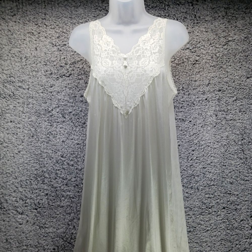 Vassarette Lace Front Maxi Slip Dress Vintage, 70s Made in USA. Woman's Large...